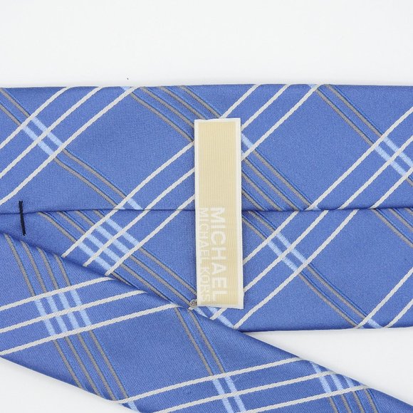 Michael Kors Han Blue Plaid Checkers Neck Tie - Picture 4 of 9